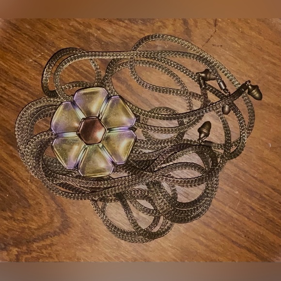 Sarah Cavender Metalworks brown metal rope tassel flower belt main image 7